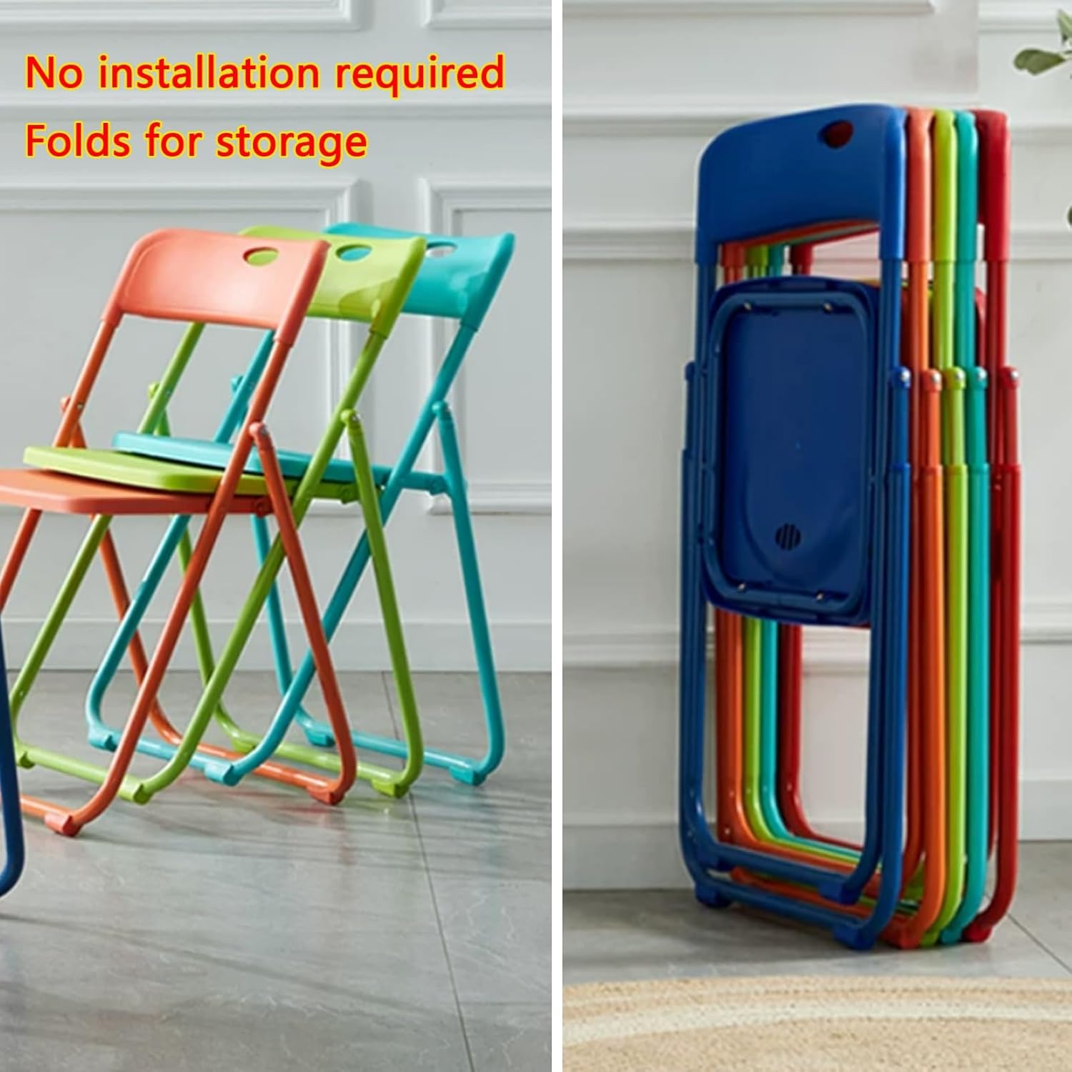 Folding Stools, Folding Plastic Chair, Comfortable Events Seating, Curved Open Back, for Restaurants, Kitchens, Picnics, Races, Parties & Weddings.(Green)