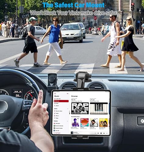 Miniatura 2 de Soporte de tableta para tablero de automóvil brazo ajustable y estabilización Soporte de tableta para parabrisas de automóvil, succión para