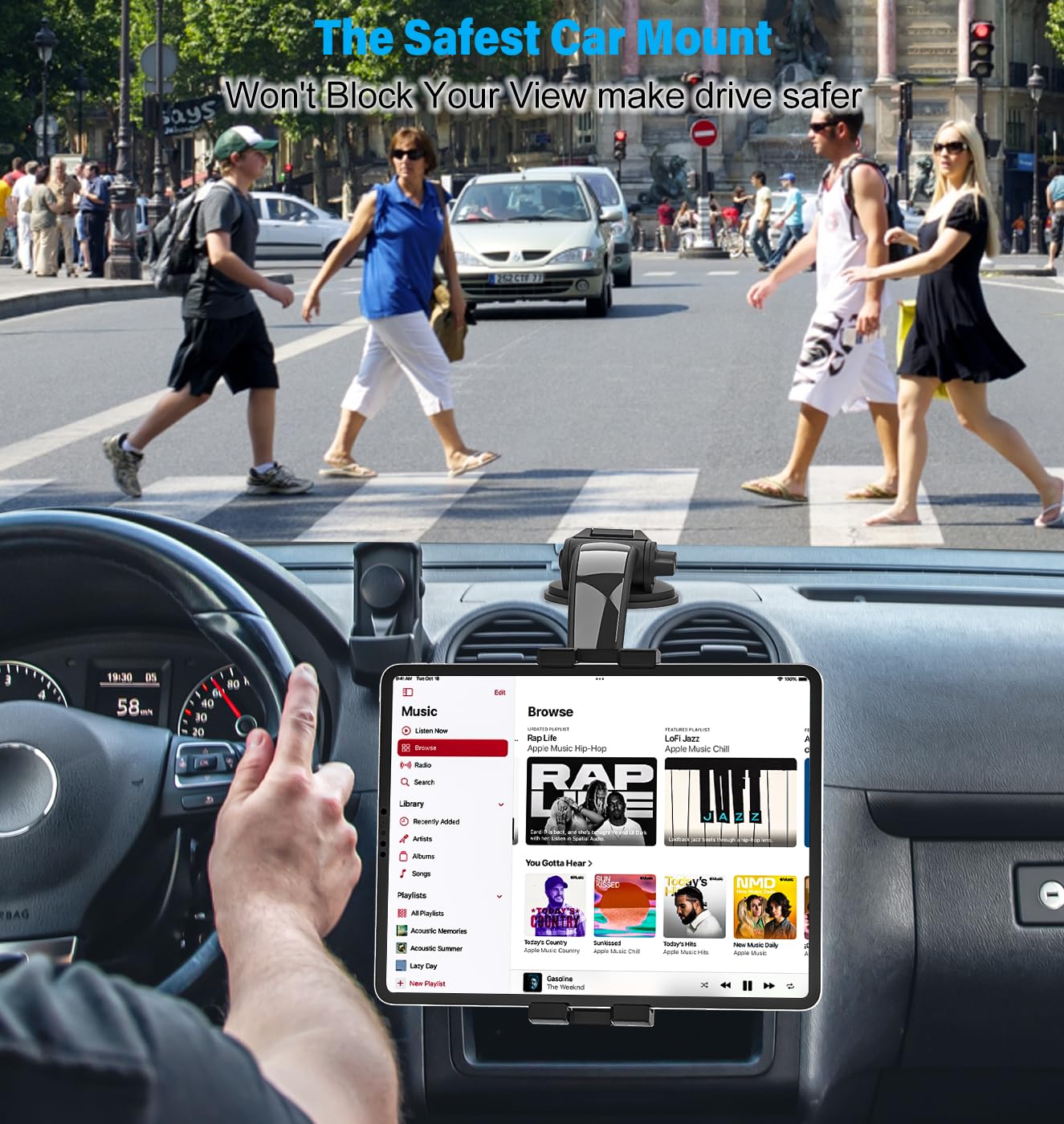 Soporte Tablet Coche Salpicadero con Ventosa Brazo Ajustable | Soporte Móvil y Tablet Parabrisas para iPad Pro 12.9, 11, 9.7 / Air Mini, Galaxy Tabs, iPhone, Teléfonos y Tabletas de 4-13"