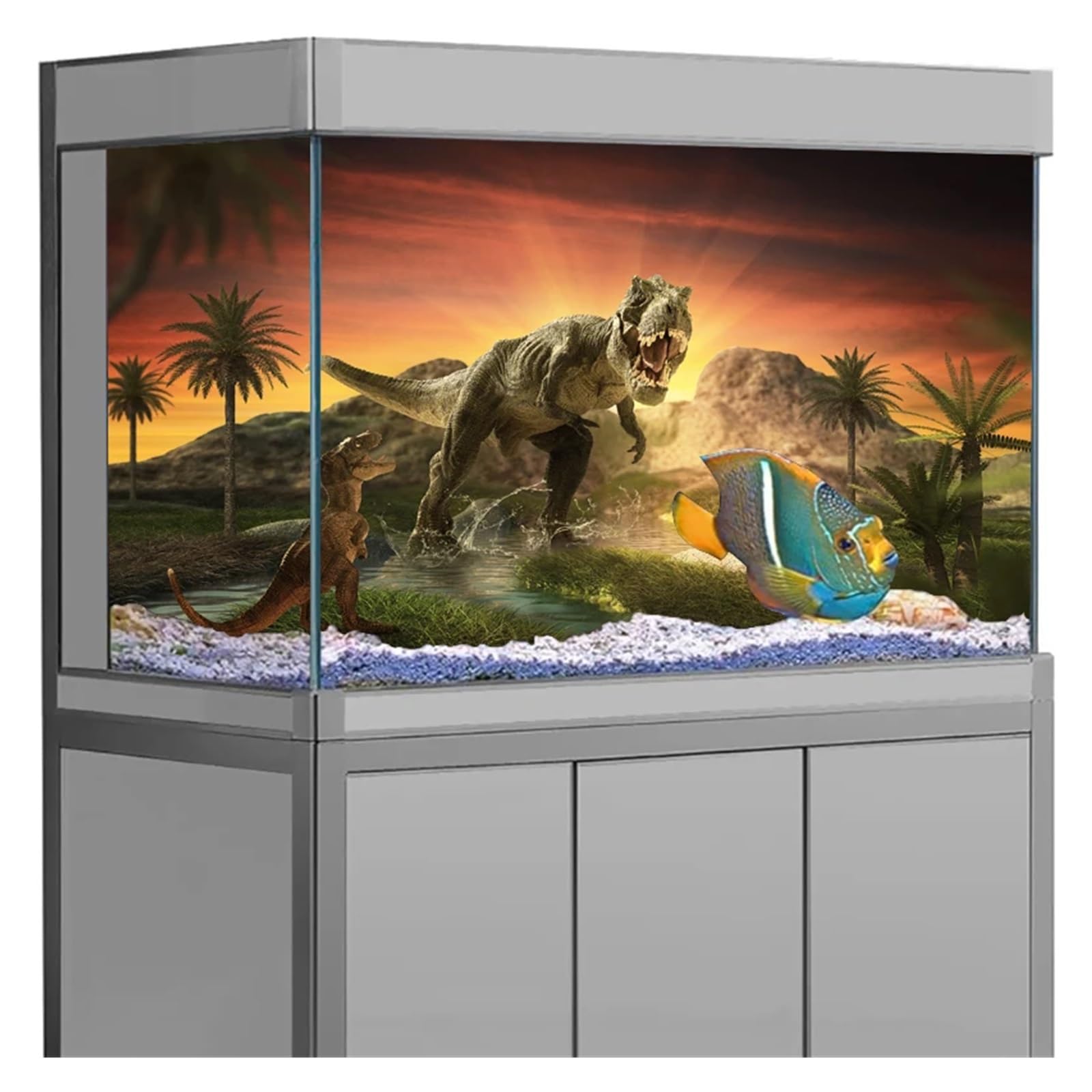 Poster Aquarium Autocollant de Fond d'aquarium, Affiche Dinosaure, décoration, Papier Peint Autocollant, arrière-Plan(41x 122cm)