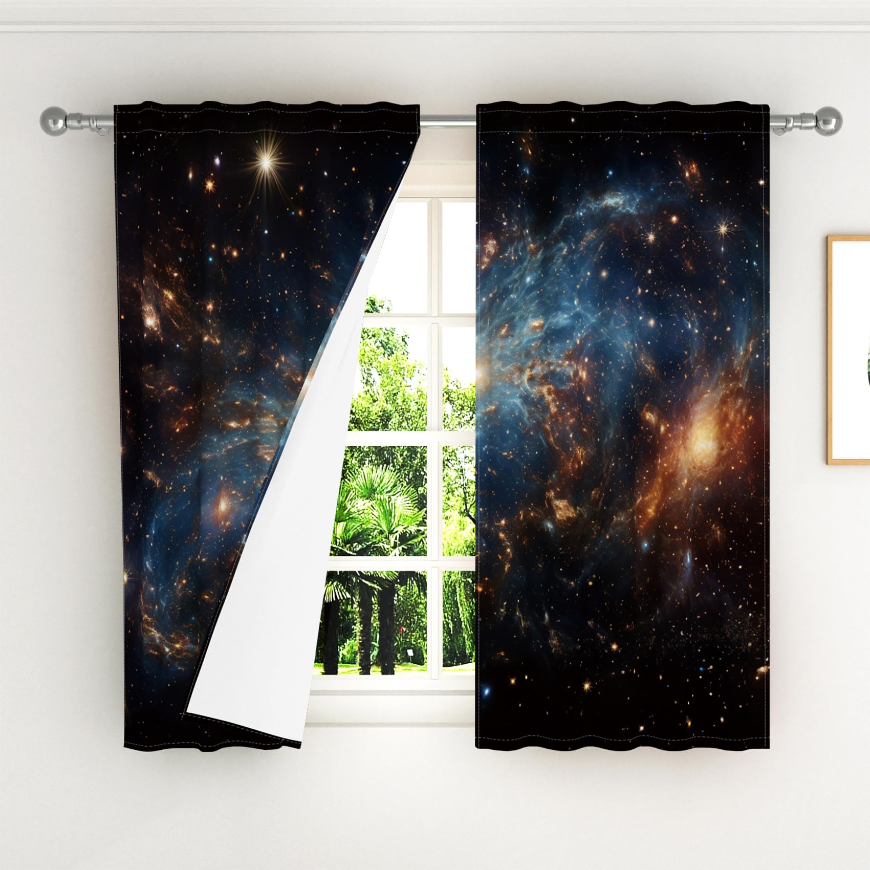 Kzzfqxb 117x229cm Space Curtains Set of 2 Panels - Image 3