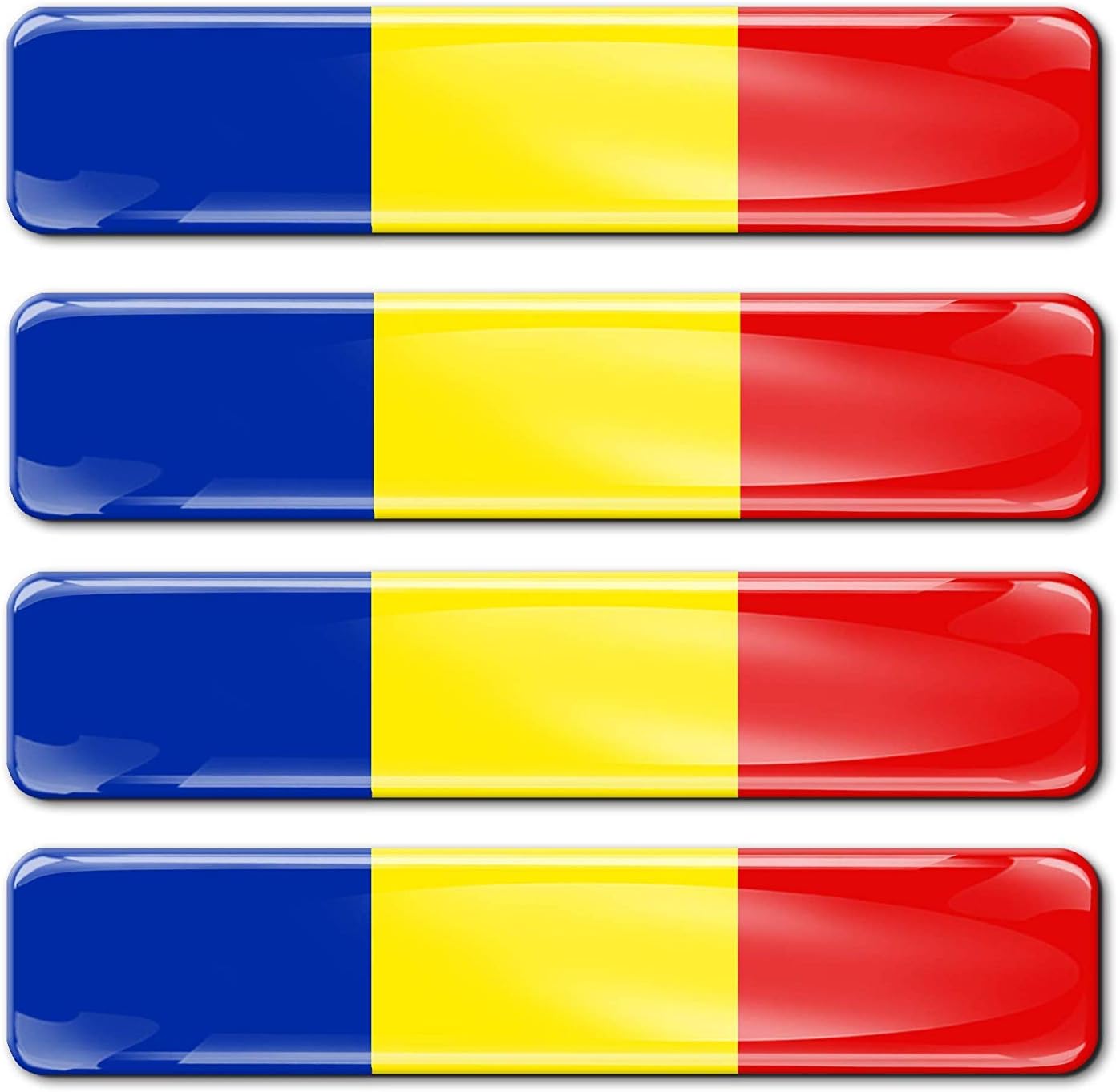 Biomar Labs 4 x 3D Domed Silicone Stickers Decals Romania National Romanian Flag Banner Emblem Car Motorcycle Helmet F 18/4-ka