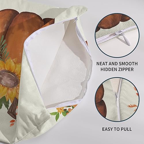 Miniatura 45 de Juego de 2 fundas de almohada de otoño de 18 x 18 pulgadas, diseño de calabaza, girasol, girasol, Acción de Gracias, decoración para exteriores