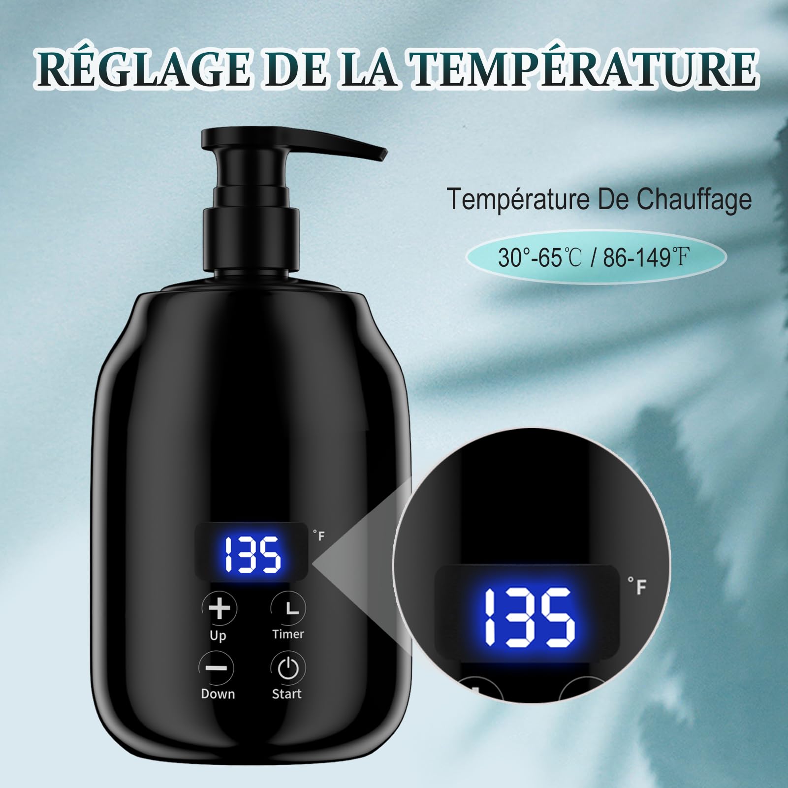 Massageöl Wärmer für Spa Massageöl 2 Flaschen Spender und Lotion Wärmer LED Anzeige Gel Flaschenwärmer Massageöl Heizung für Salon Massageöl Flaschenwärmer (schwarz)