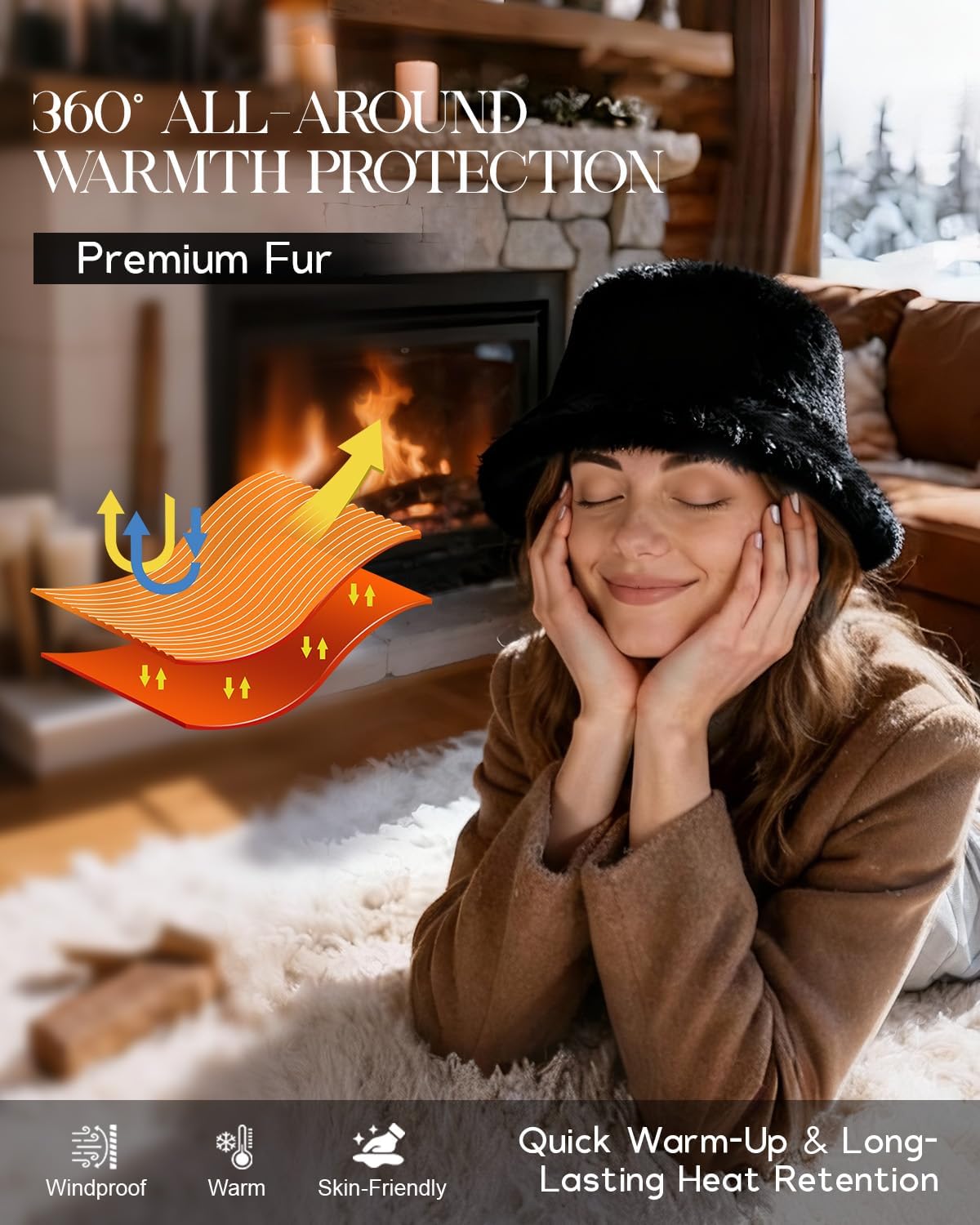 Century Star Fuzzy Bucket Hat for Women Winter Warm Furry Fur Fluffy Fisherman Cap Men Faux Fur Soft Cute Bucket Hat
