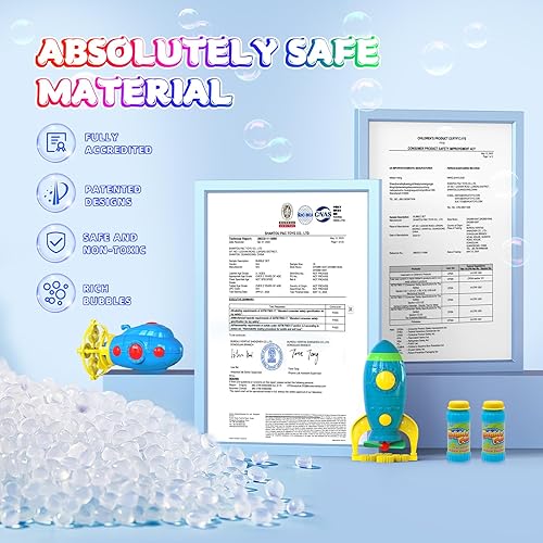 Miniatura 2 de Pistola de burbujas para niños, ametralladora de burbujas en forma de submarino y cohete con 2 botellas de solución de burbujas, pistola de burbujas