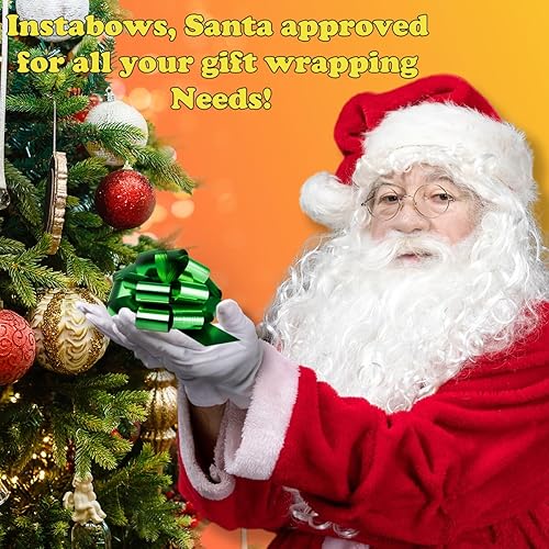 Miniatura 4 de Instabows Lazo de regalo con acabado metálico, lazos fáciles de usar para envolver, 5 pulgadas, color verde, perfecto para hermosos regalos, paquete