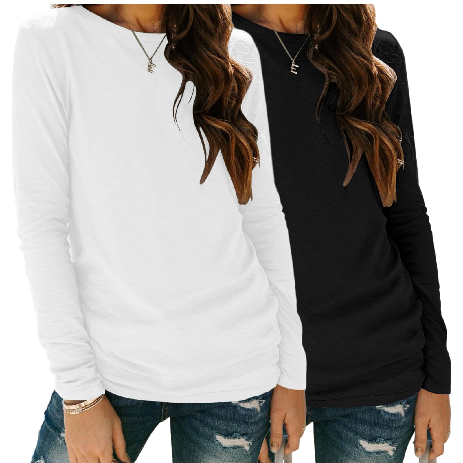 ZEAGOO Damen Langarmshirt Rundhals Langarm T Shirt Casual Basic Longsleeve Oberteile Winter Frühling