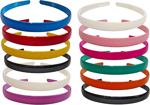 ANNA CREATIONS Set Of 12 Plastic Hair Bands for Girls & women (WIDE, MULTI-COLOUR)