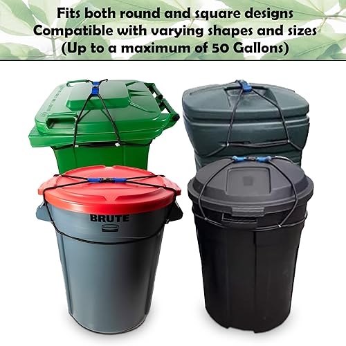 Miniatura 3 de ZONDER® Cerradura para cubo de basura, cuerda elástica para exteriores, para mapaches, animales, patio ordenado, cerradura de cubo de basura de oso,