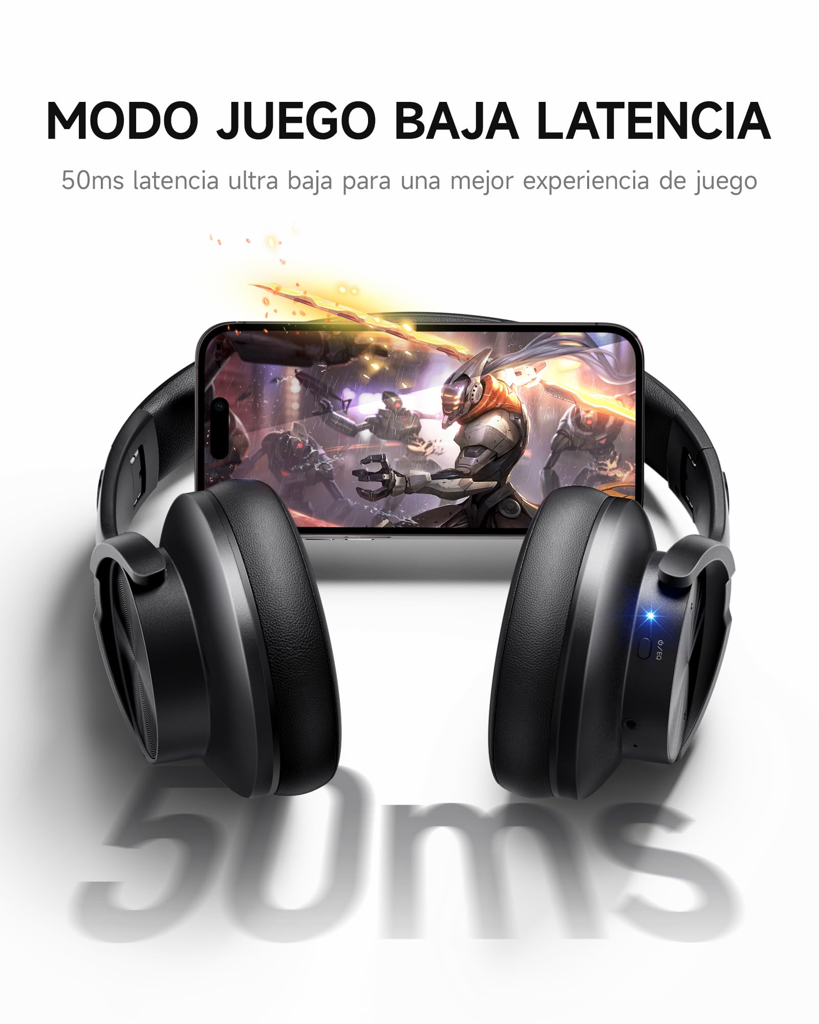 Picun Auriculares Bluetooth B8, 120 Horas de reproducción, inalámbricos, Bluetooth con 3 Modos de ecualización, Baja latencia, Llamadas Manos Libres, Auriculares sobre la Oreja para Viajes