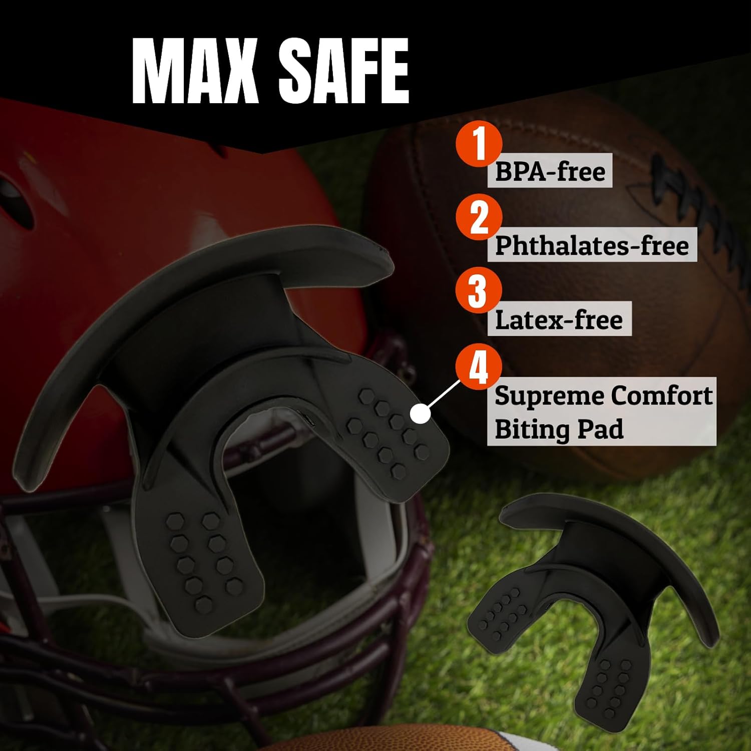 O Shield You Slow Football Backplate with Black Silver Mouth Guard, Backplate Football with Mouthguard, Sold by Package, Youth Fit