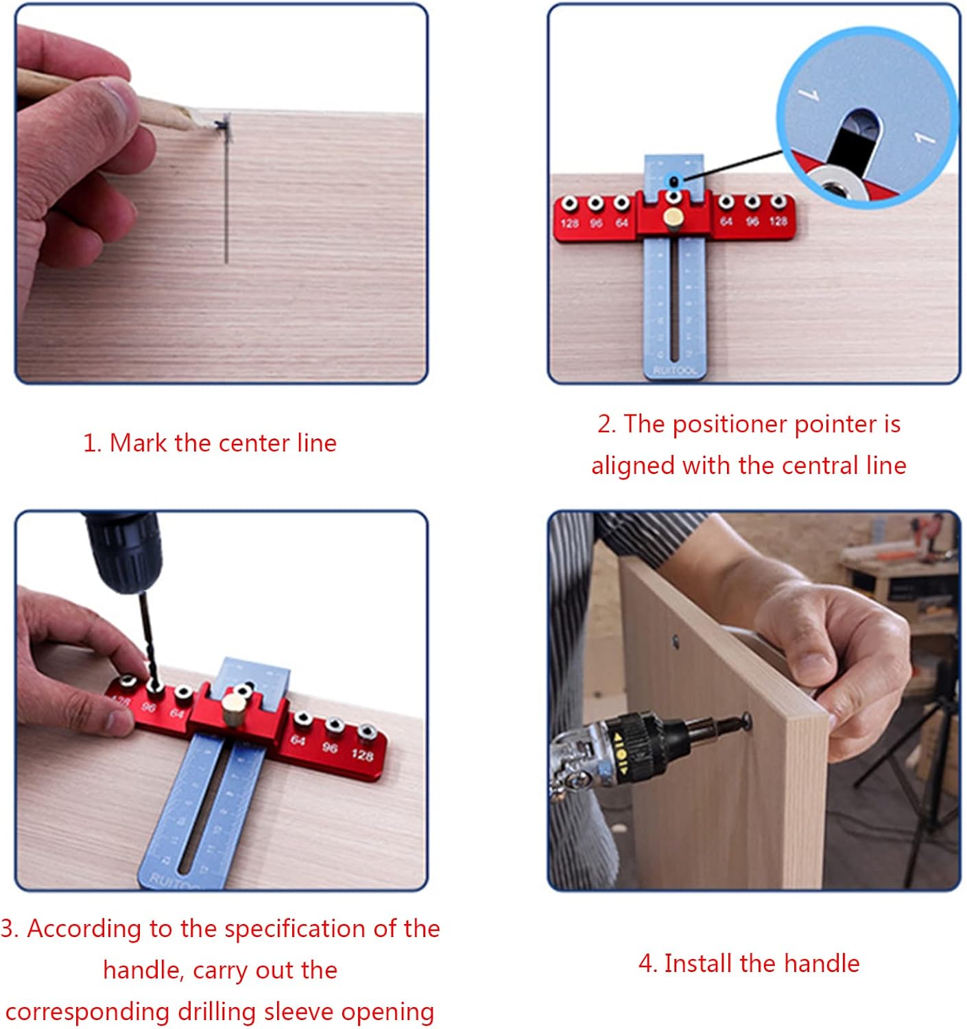 Cabinet Hardware Jig Tool Adjustable Locator Drill Template Guide For Installation Handles Knobs Doors And Drawer