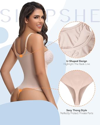 SHAPSHE Open-Bust Thong Shapewear Bodysuit for Women, Tummy Control