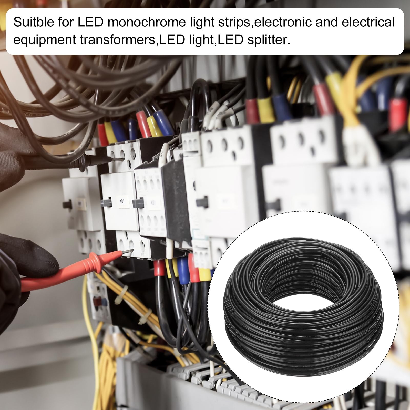 QUARKZMAN Kabel elektryczny z izolacją miedzianą 12 AWG 200 stóp kabel przyłączeniowy THHN kabel do dzwonka przemysłowego okablowanie do przyczepy 600 V aukcja UL czarny