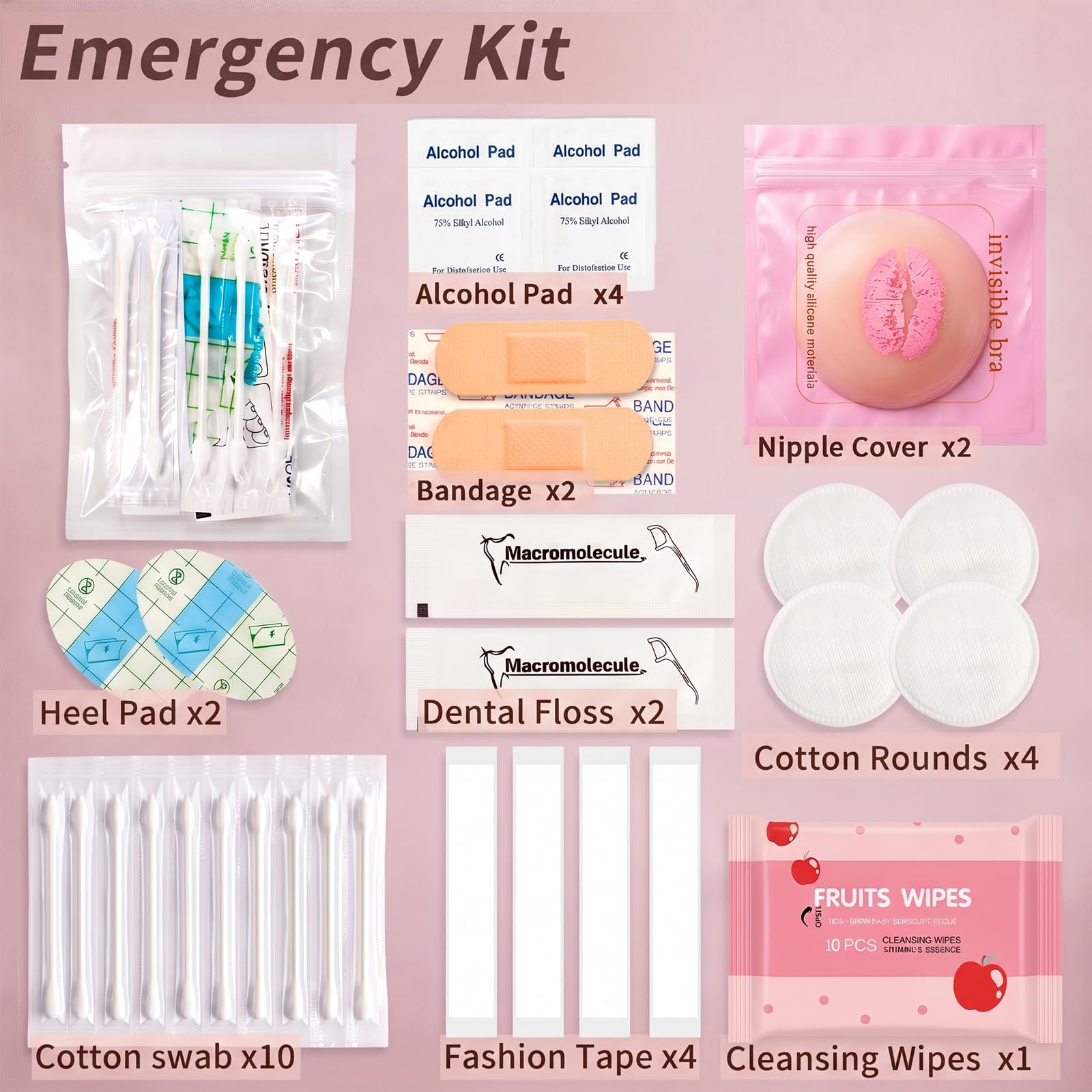 Kit de emergencia nupcial más de 40 artículos esenciales para el día de la boda, juego de supervivencia para novia y fiesta nupcial (blanco)