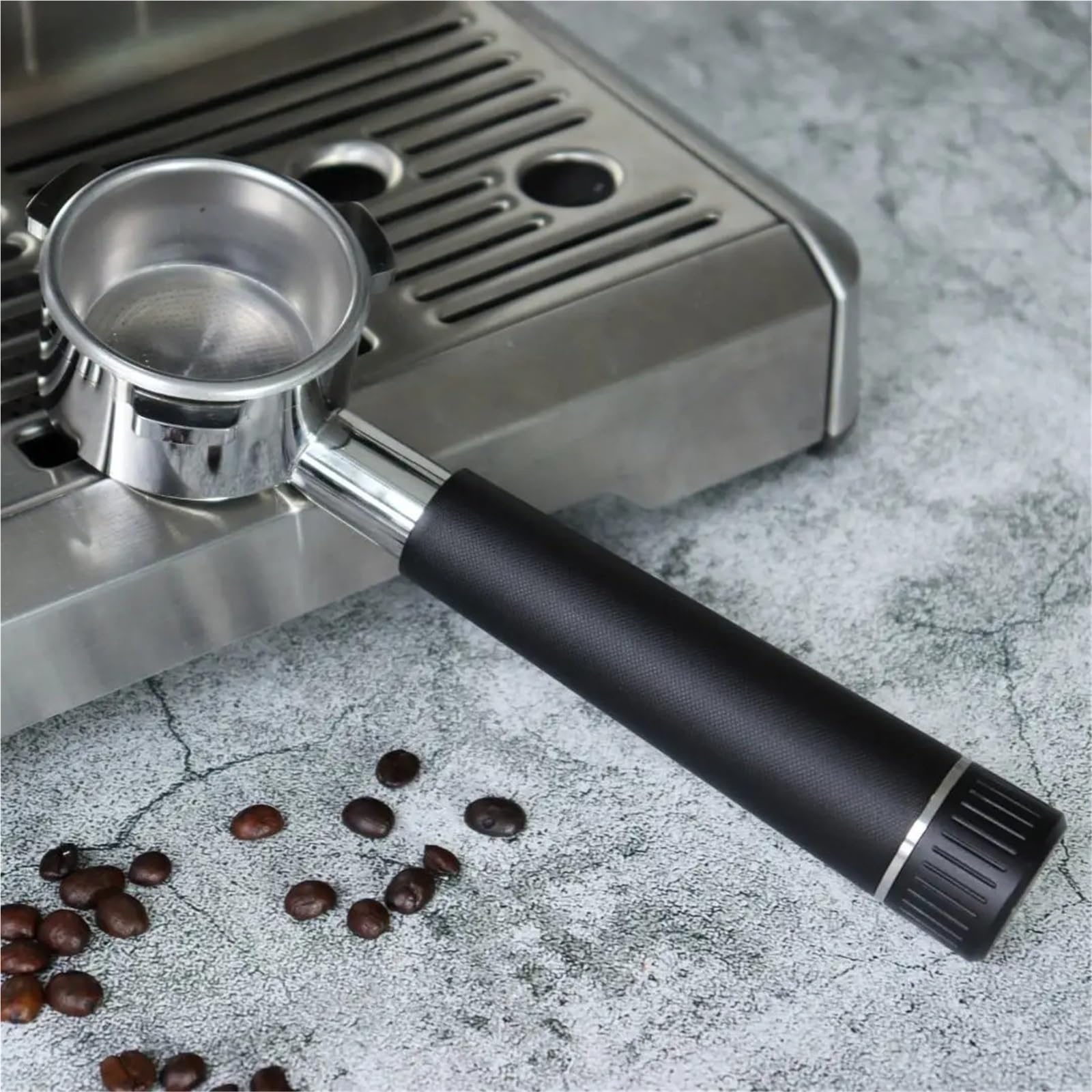 Portafiltro sin fondo (1 unidad) compatible con mango de cafetera espresso acero inoxidable para Café(Silver,51mm)