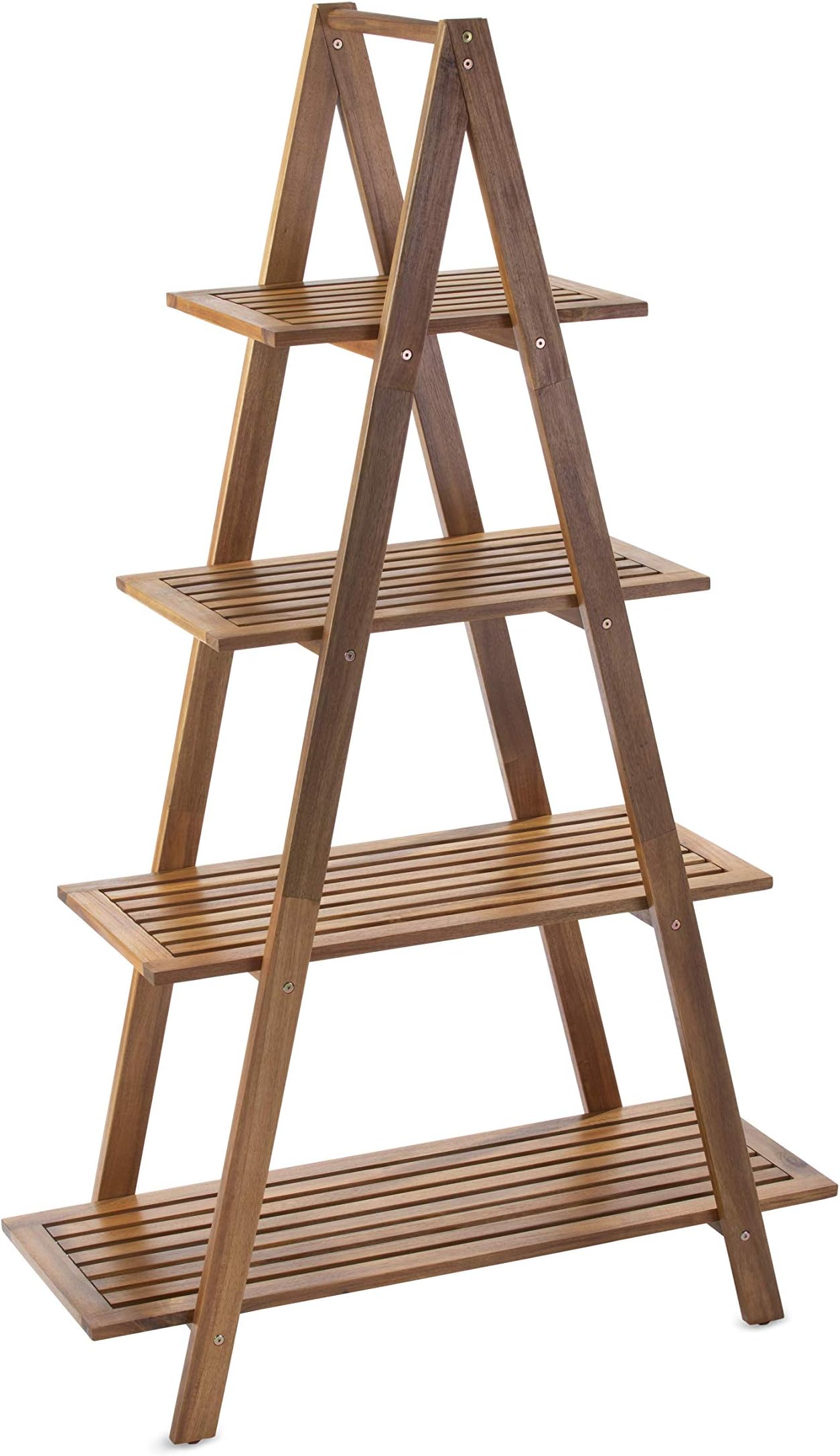 SG-105NTR Cascade Series | 4-Tier Real Wood Ladder Bookcase, 4-Shelf, Natural