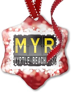 NEONBLOND Christmas Ornament MYR Airport Code for Myrtle Beach, SC, red