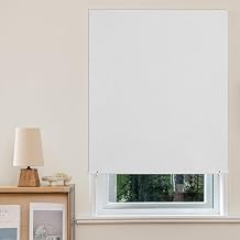 JIRLON No Drill Roller Shade,100% Blackout Window Cover,Easy-Install Black Out Blinds35" W x 48" H, White