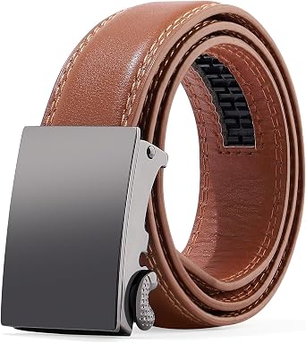 Kajeer Boy Belts Ratchet,Durable PU Leather Belt Click Ratchet Closure Adjustable Kid Youth Belt for School Uniform Casual