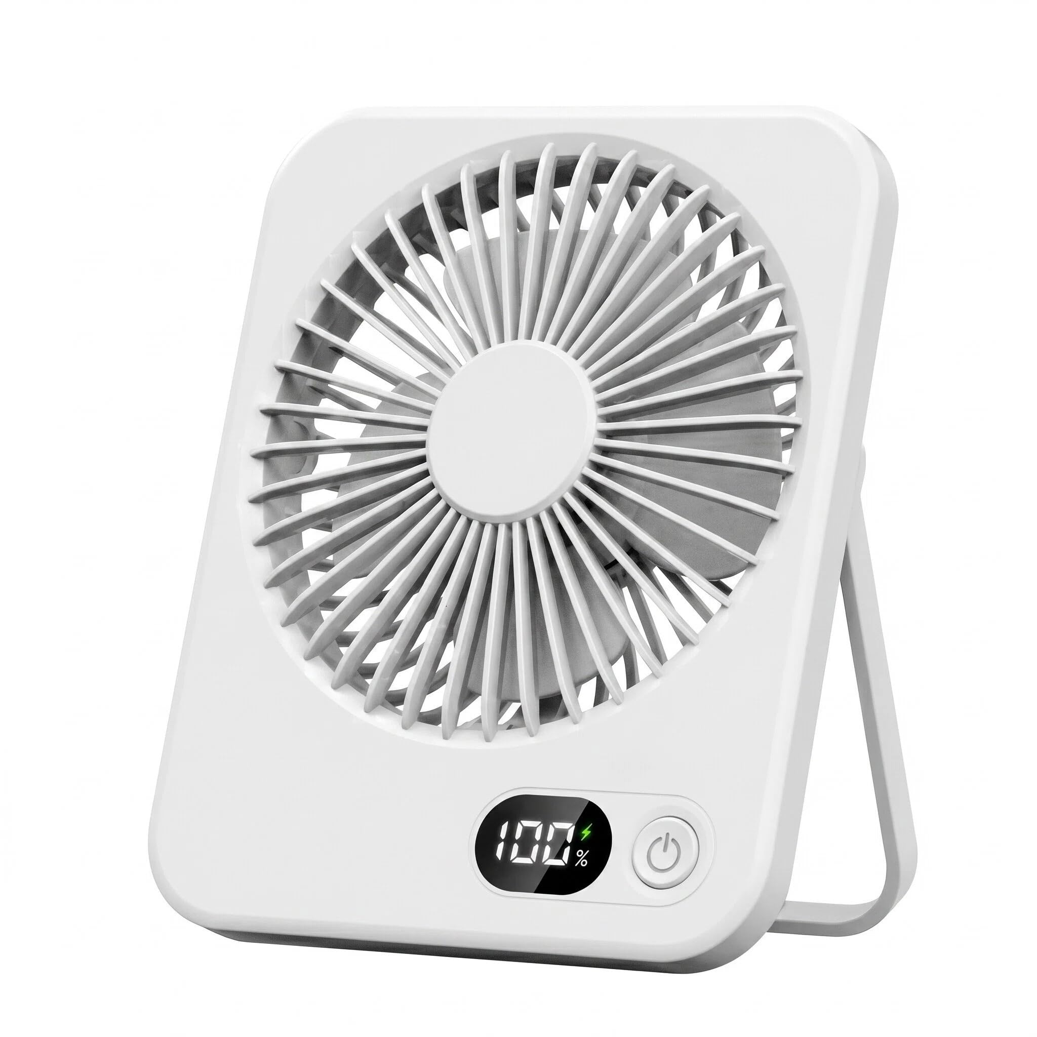 SINJAETRQ Mini Desk Fan,Portable Handheld Fan,LED Display, 5 Speeds Hand Held Fan, 180° Adjustable Foldable Desk Desktop Fans, USB Rechargeable Mini Fans for Outdoor Indoor, White