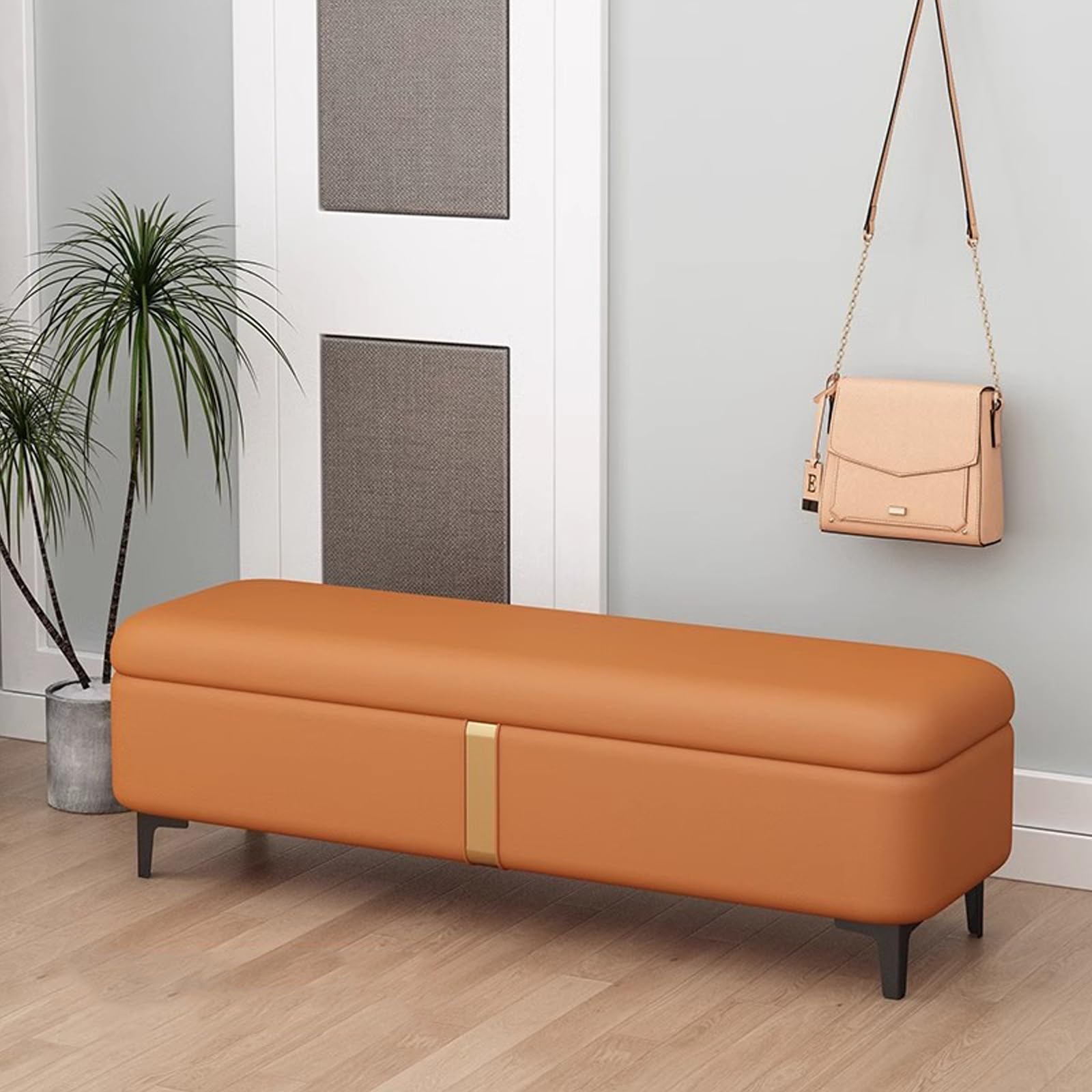LWJSOCP Shoe Bench with Storage for Entryway Bedroom or Foot of Bed Ideal for Clothing and Shoe Shops Wardrobes (Orange 80cm/31.5in)