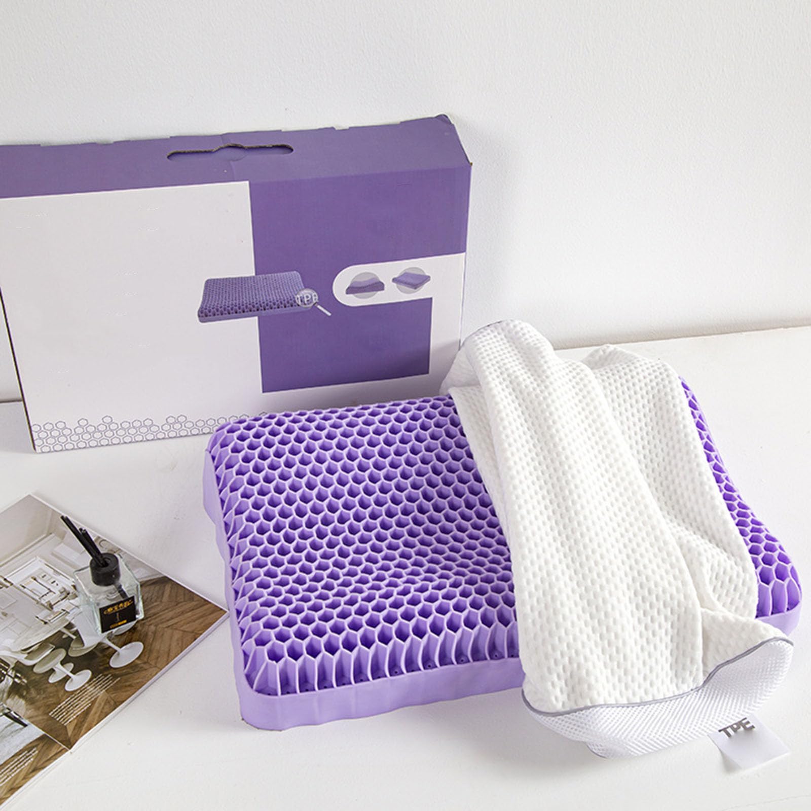 Almohada cervical para el cuello, soporte ergonómico para aliviar el dolor, capa de aire transpirable TPE, diseño hipoalergénico