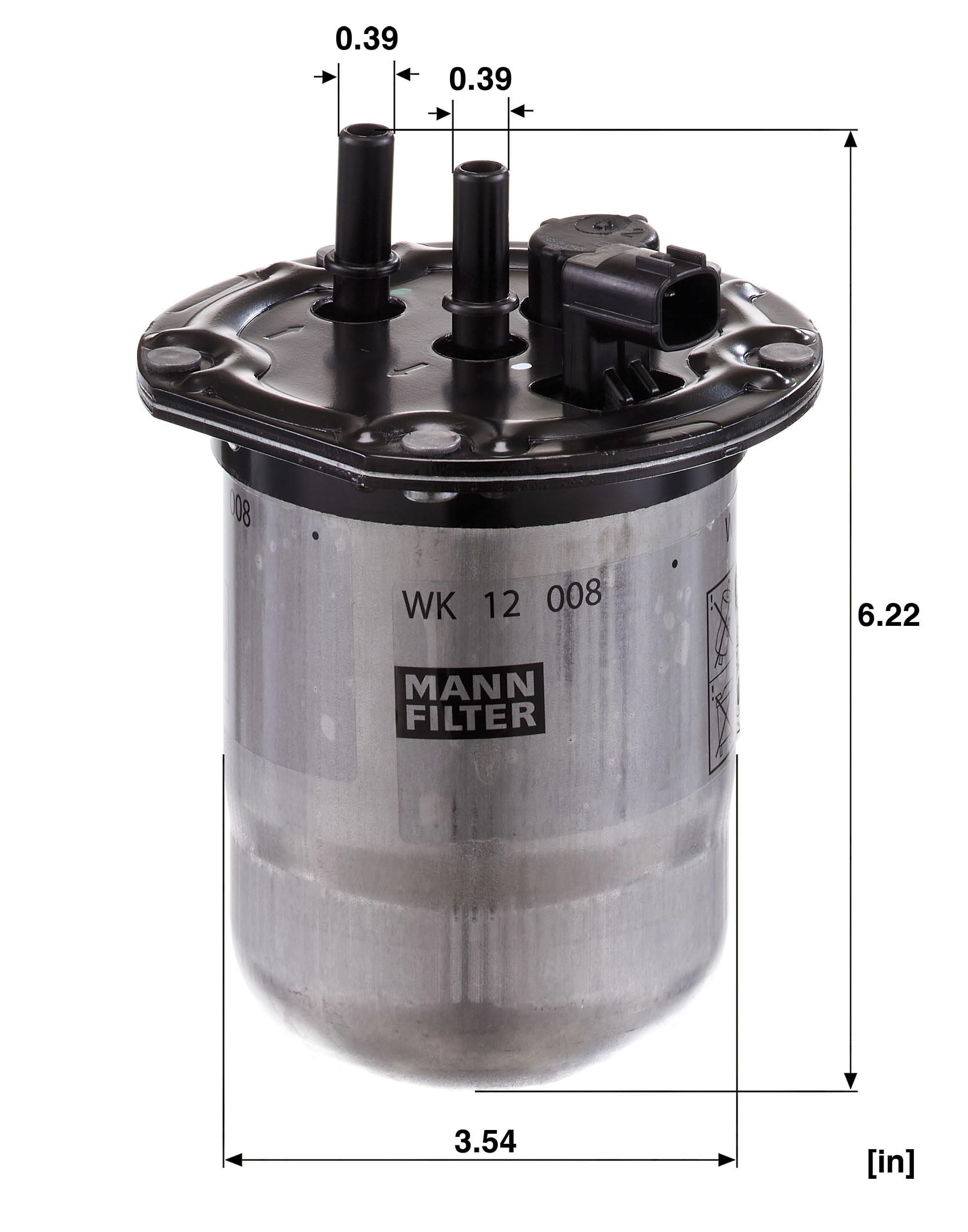 MANN-FILTER, WK 12 008 Kraftstofffilter | Für PKW, Schutz des Kraftstoffsystems, Injektorschutz, Zuverlässige Kraftstoffversorgung, Echte OE-Technologie