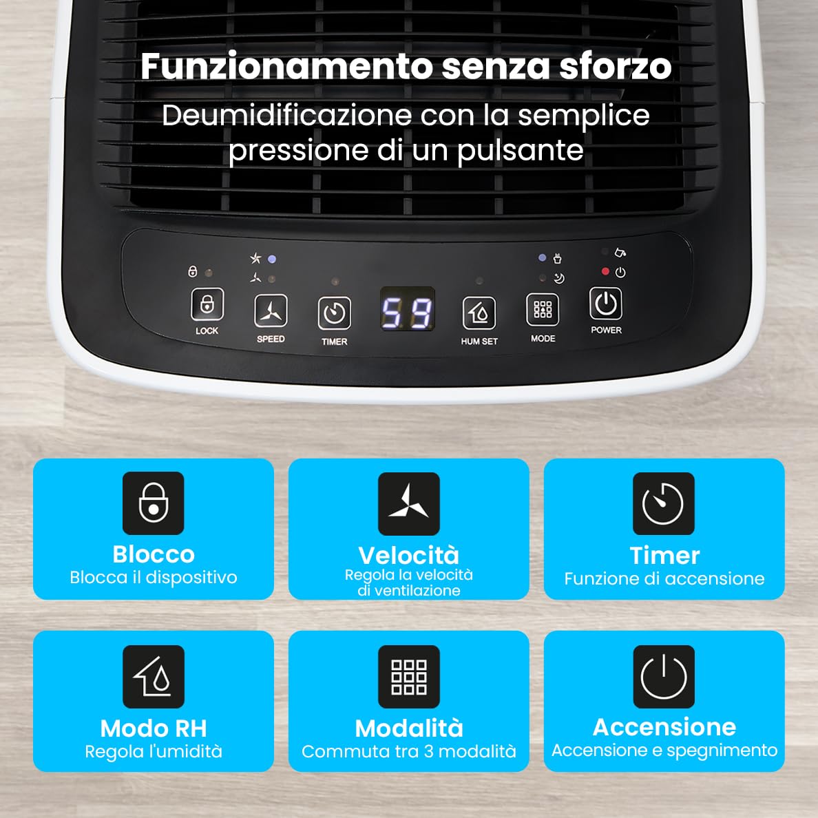 Auronic Deumidificatore Casa Muffa e Umidità Silenzioso - Portatile per Bagno - Purificatore Aria - 12 Litri Al Giorno