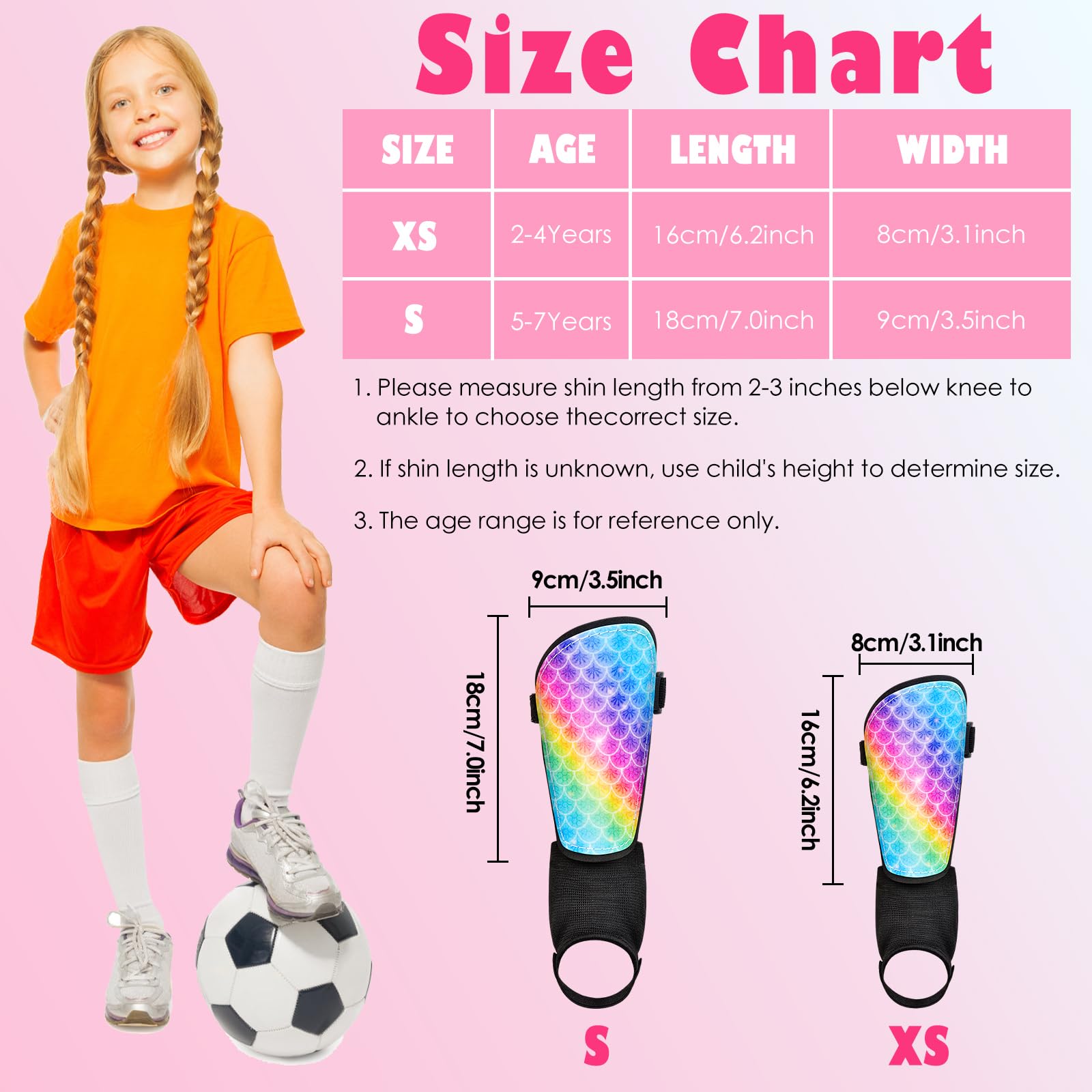 Fußball Schienbeinschoner für Mädchen Jugend 2-7 Jahre für Fußballspiele, EVA stoßdämpfende Schienbeinschoner