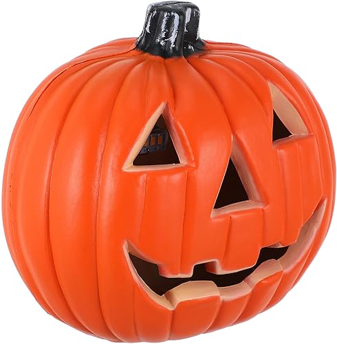 Toyvian Luces de calabaza de Halloween, luces de calabaza naranja, funciona con pilas, decoración de Halloween de calabaza para exteriores, luces