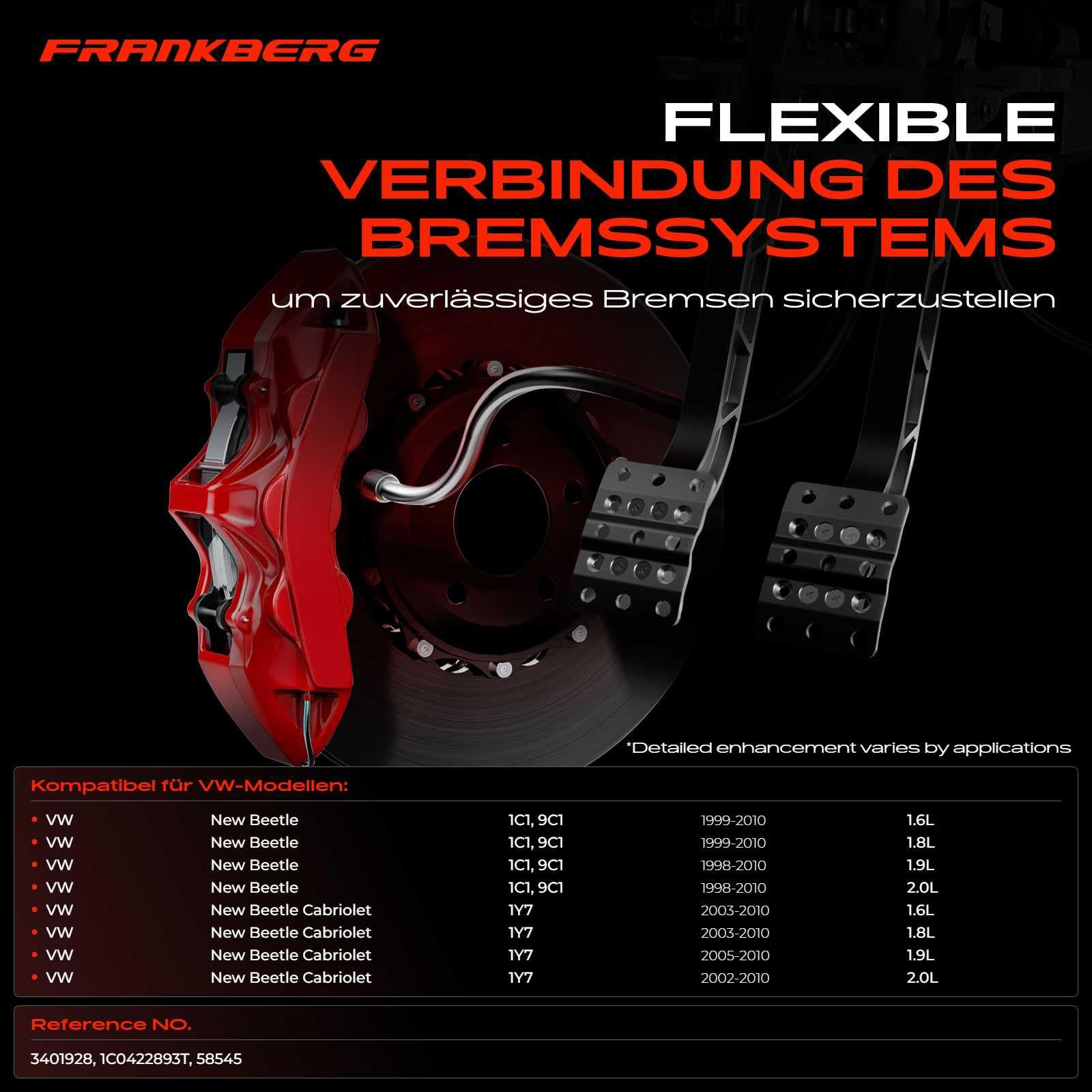 Frankberg Servolenkung Schlauch mit Dichtung Länge 2044mm Kompatibel 900 II 2.0L 2.3L Benzin 1993-1998