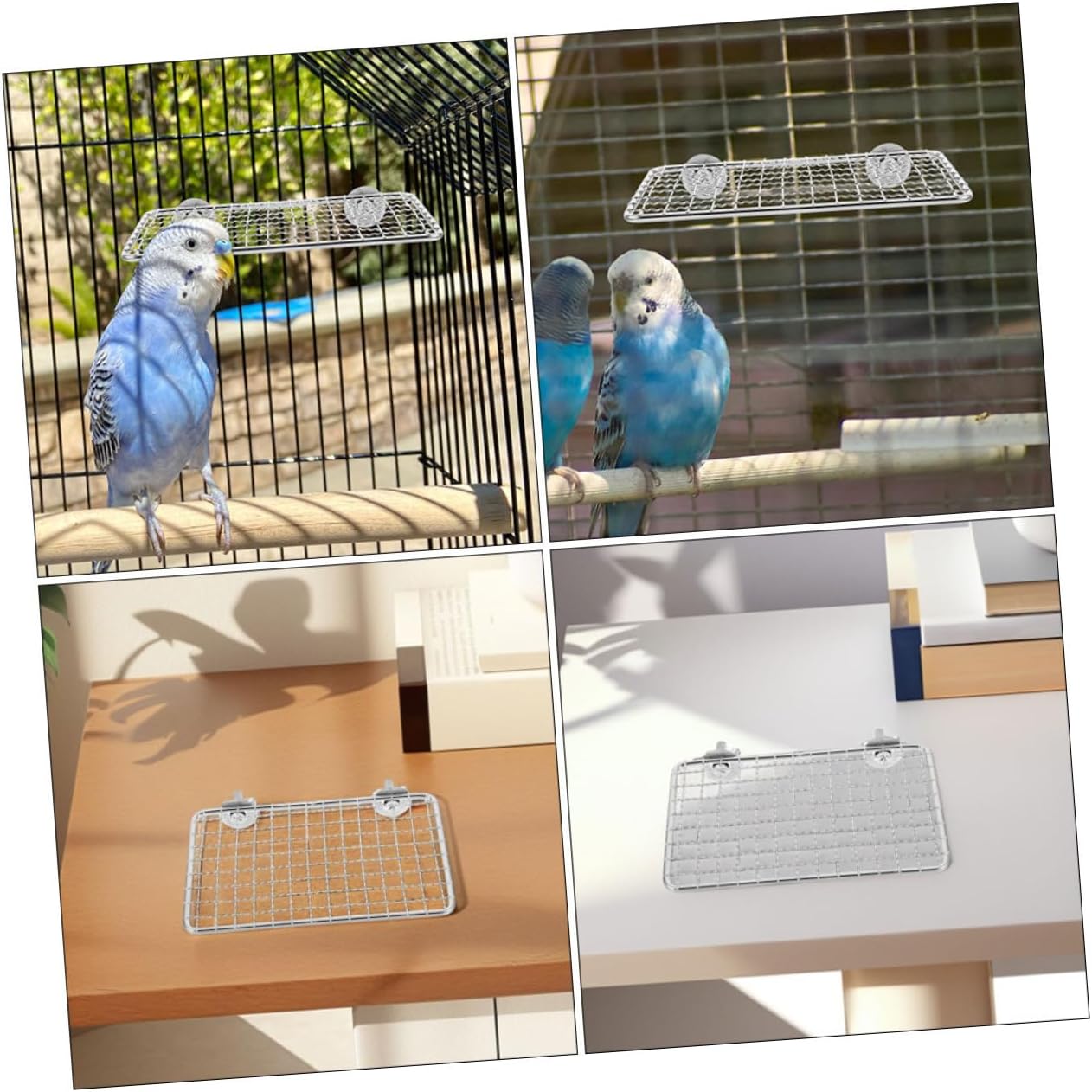 VANZACK Stainless Steel Bird Platform with Mesh Parrot Activity Stand for Play Rest for Parakeets Cockatiels More Stimulating Birdcage Equipment