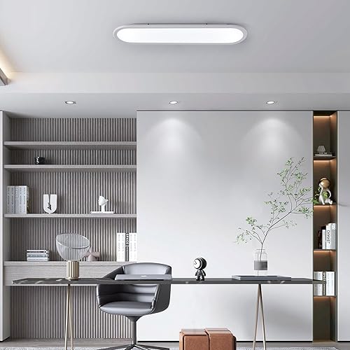 Miniatura 8 de Ganeed Lámpara de techo LED de 27.6 pulgadas, lámparas de techo lineales de alto brillo, blanco frío de 6000 K, luminaria moderna ultra fina de