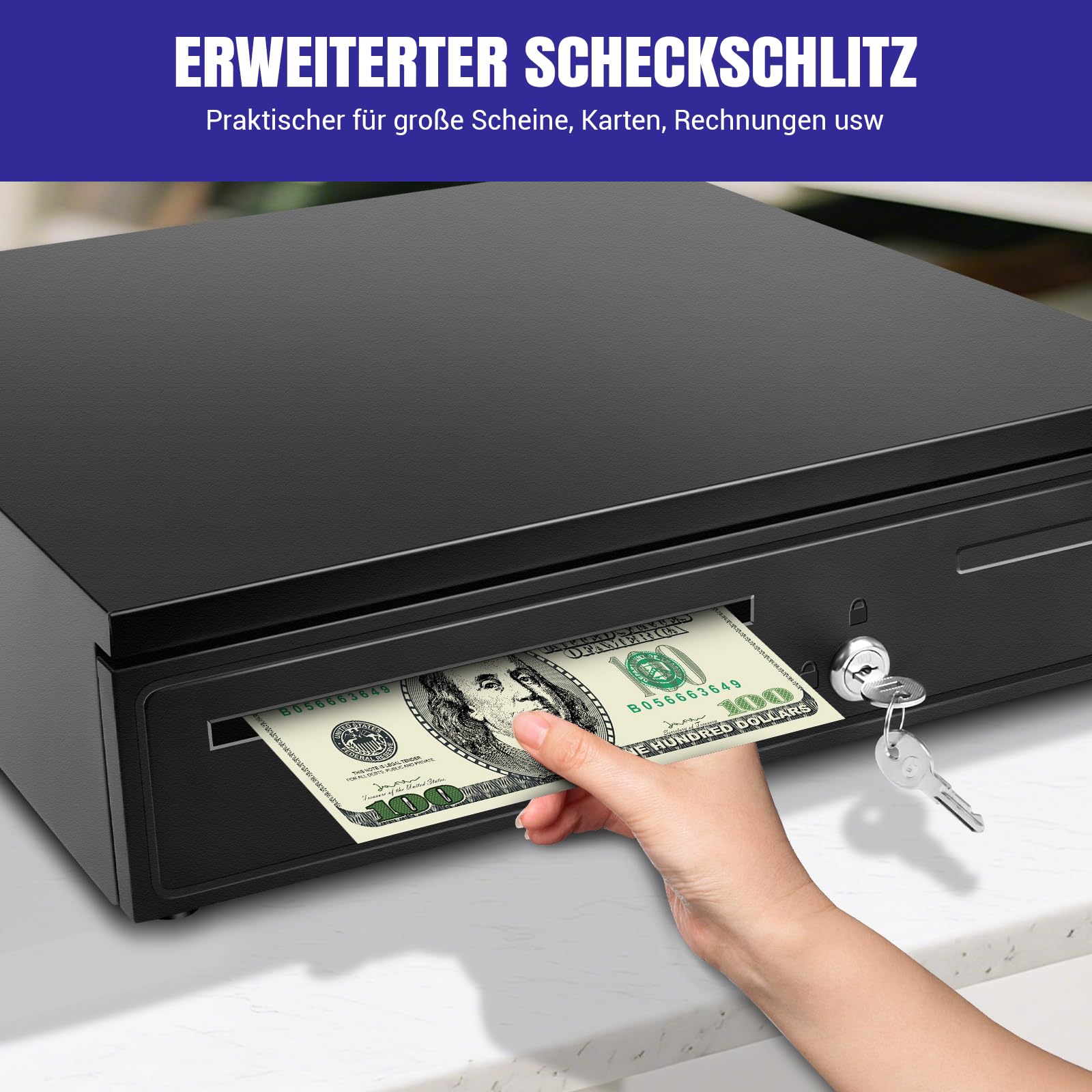 Cash Drawer box Storage Holder 5 bill & 5 vassoi portamonete rimovibile auto manuale Open Key Lock RJ11 interfaccia per registratore di cassa stampante POS negozio supermercato hotel, UK stock
