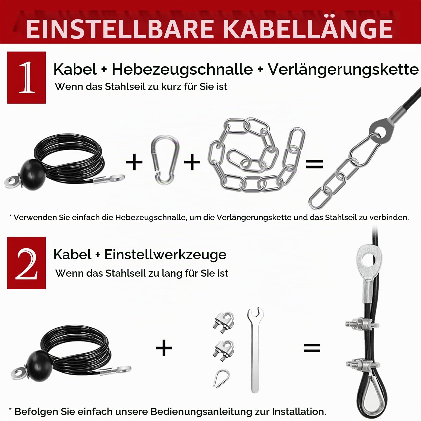 Favuit Kabelzug Fitness Kabel Latzug Unterarmtrainer Set, Gym Arm-Krafttraining Trizeps Seil Gewicht Fitnessgerät DIY Latzugturm Kabelzug Pulley System für Zuhause Gym Bizeps Curl Trizeps Armtraining