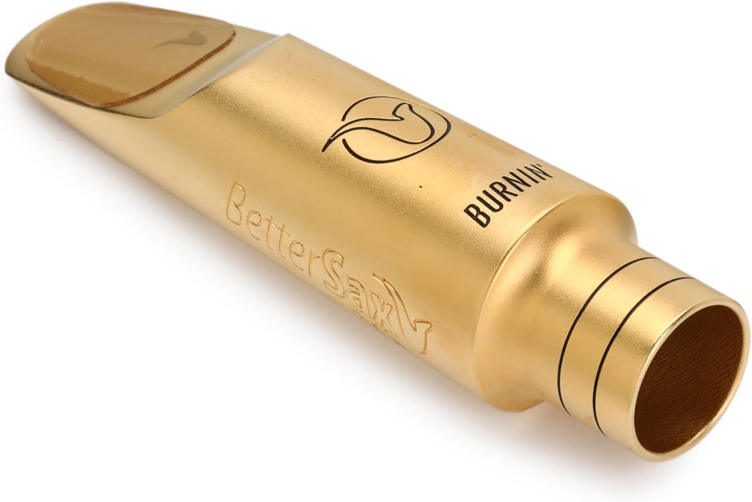 BetterSax Burnin' Metal Tenor Saxophone Mouthpiece - Professional Metal Mouthpiece with 8*, .115" Tip Opening, Perfect for Jazz, Funk, Fusion, and Contemporary Styles - Matte Gold-Plated Finish.