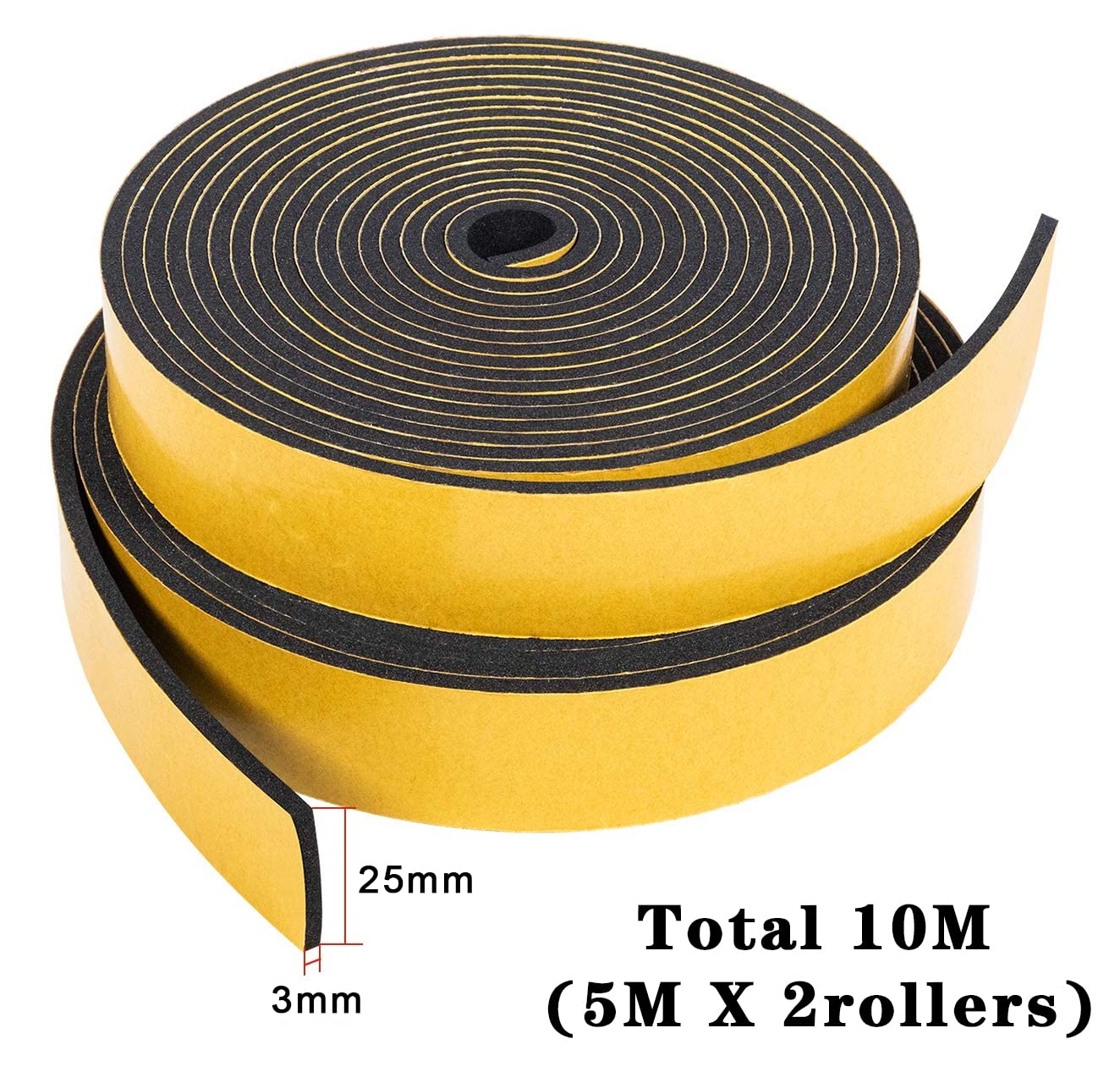 Nastro Schiuma Autoadesivo 25mm X 4m - Isolante Acustico E Antigraffio Per Porte E Finestre - Foto 2