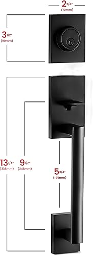 Miniatura 6 de Berlin Modisch - Juego de manijas de un cilindro con manija tipo palanca para puerta (para entrada y puerta delantera) reversible para diestros y