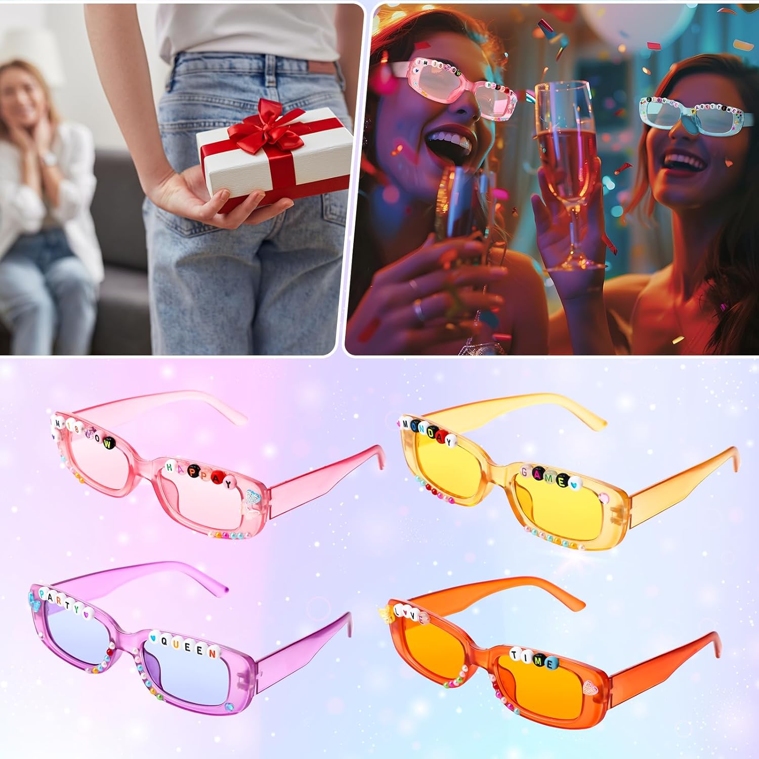 Relaxweex DIY Sunglasses Decorating Kit Popular Singer Party Favors Friendship Glasses Craft Bulk with Letter Bead for Women