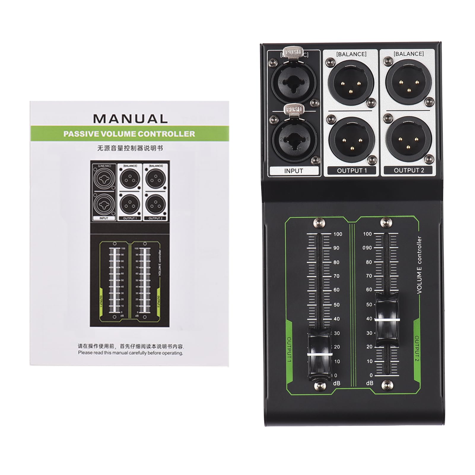 Passive Lautstärkeregelung Metall-Controller mit 70mm Drehknopf, Mehrere Eingänge für Heimstudio, DJ-Equipment