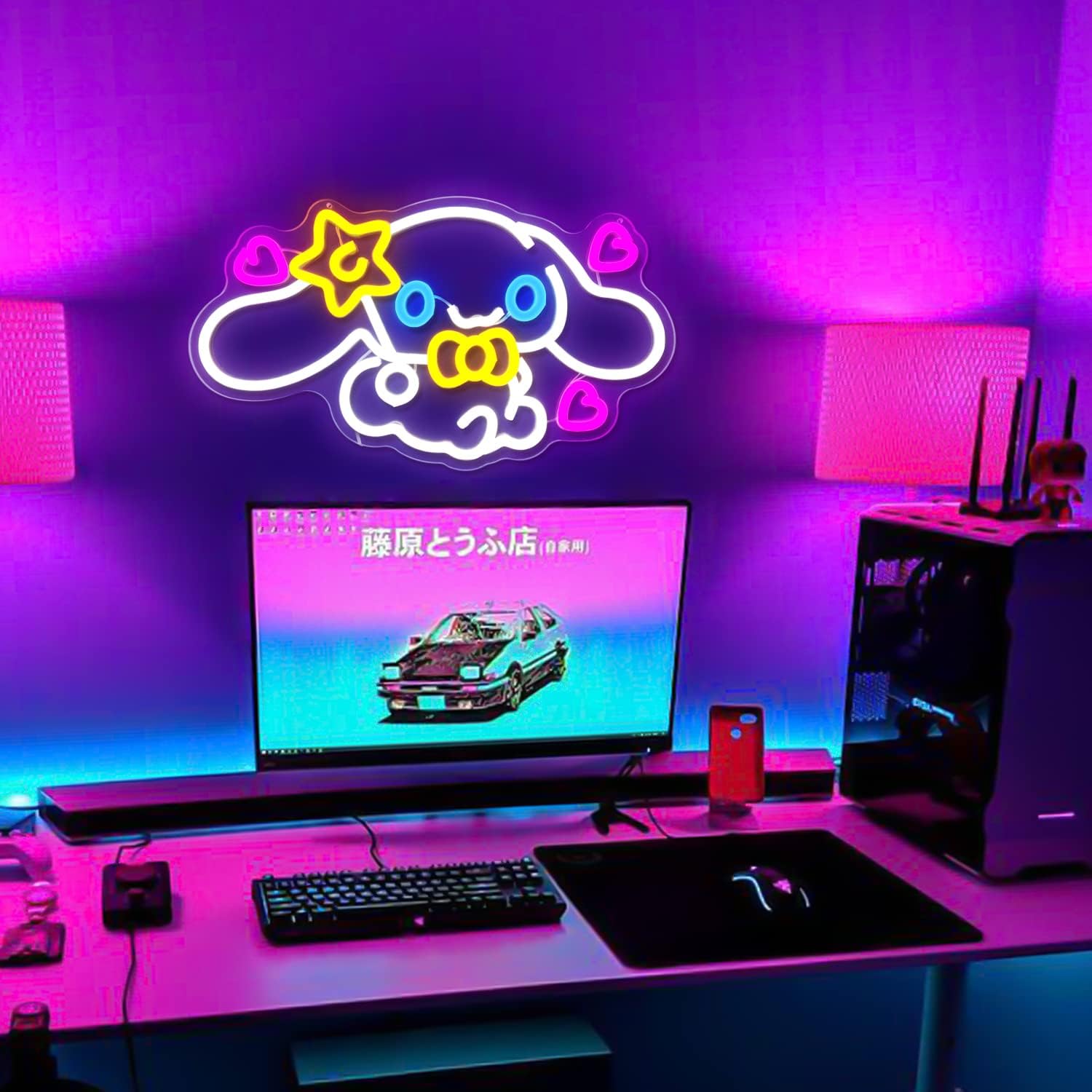Anime Neon Sign Anime Neon LED Signs for Wall Decor Dimmable Neon Light Signs for Bedroom Girls Room Japanese Cartoon Neon Wall Signs Decor Cute Night Light Gifts for Kids