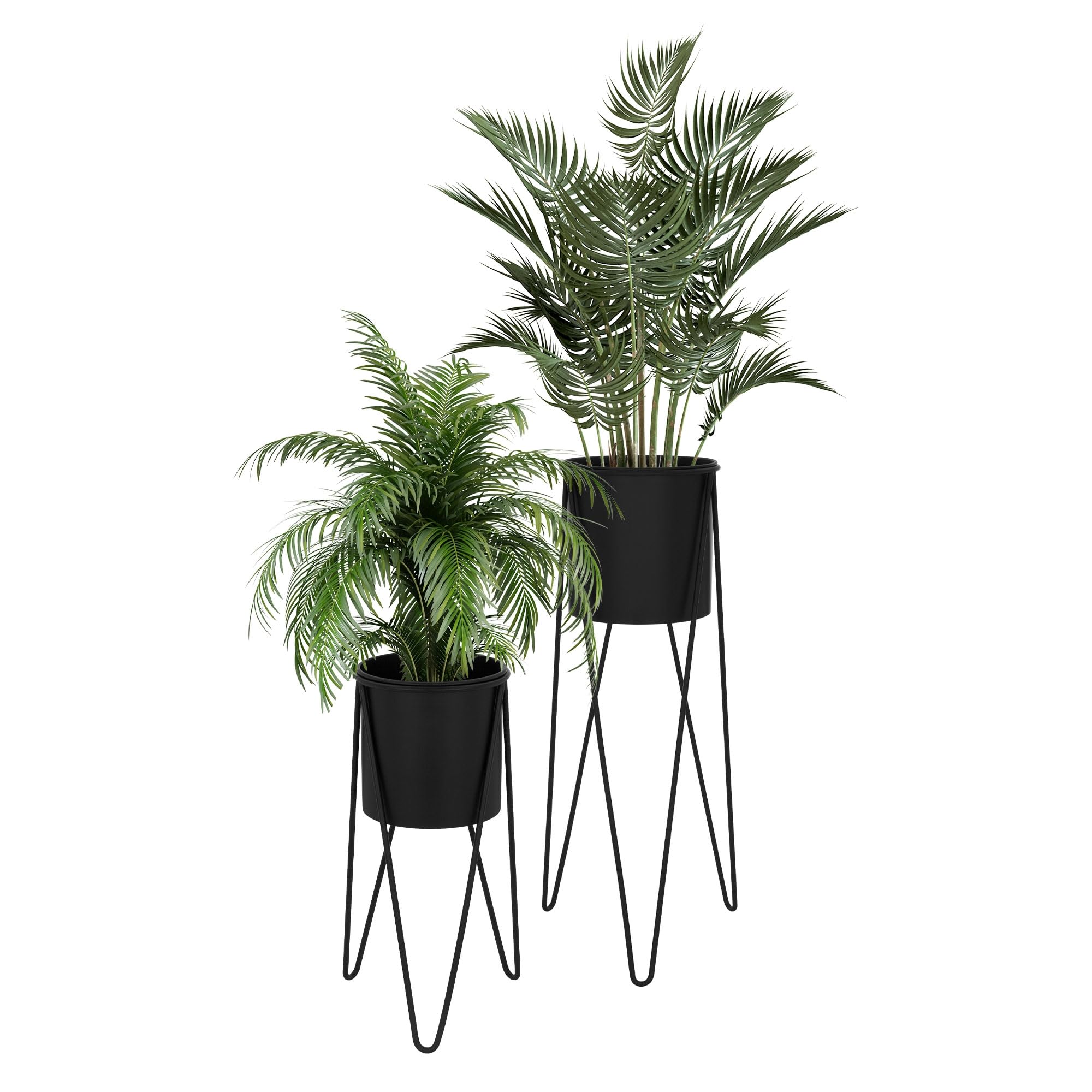 ML-Design Blumenstnder 2er Set, Schwarz, 27x27x48,5 cm/35,5x34x75 cm, aus  Stahl, Metallgestell Pflanzenstnder, Blumentopfhalter 2-tlg, ...