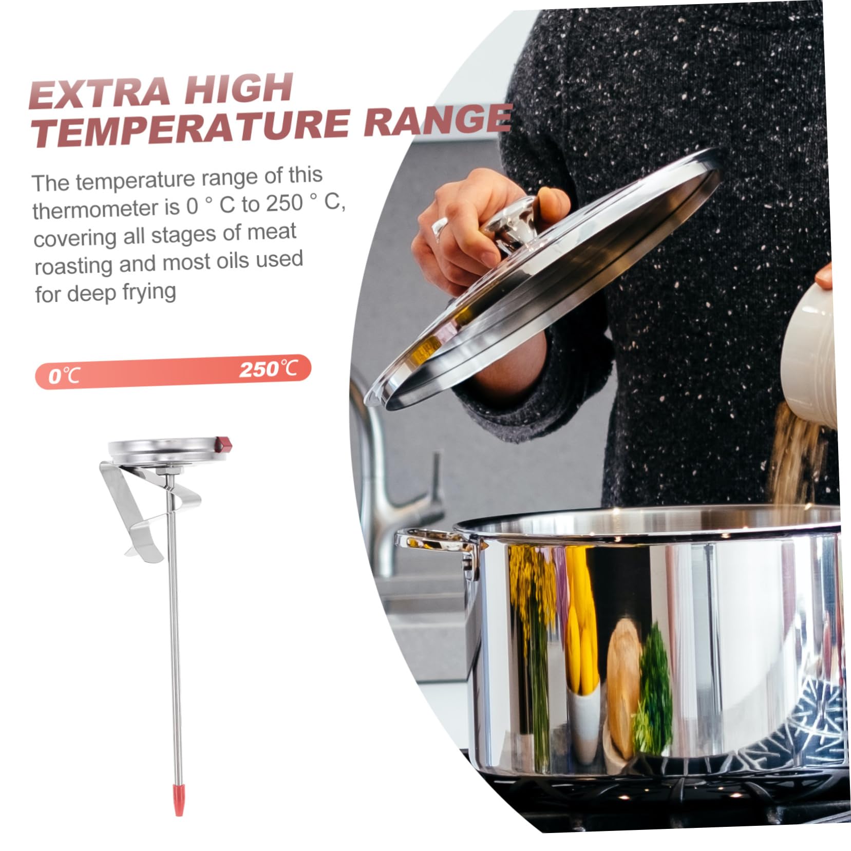 OUNONA 6stücke Edelstahl Küchen Temperaturmesser Präziser Ölmessgerät Für Lebensmittel Für Kochen Und Grillen Hochtemperaturbeständig Automatisches Temperaturfühler Edelstahl