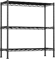 SoyweyDirect Heavy Duty 3-Shelf Adjustable Storage Rack, 36"Wx14"Dx35.8"H Metal Wire Shelving for Garage Kitchen Bathroom Pantry Black 350lb Capacity