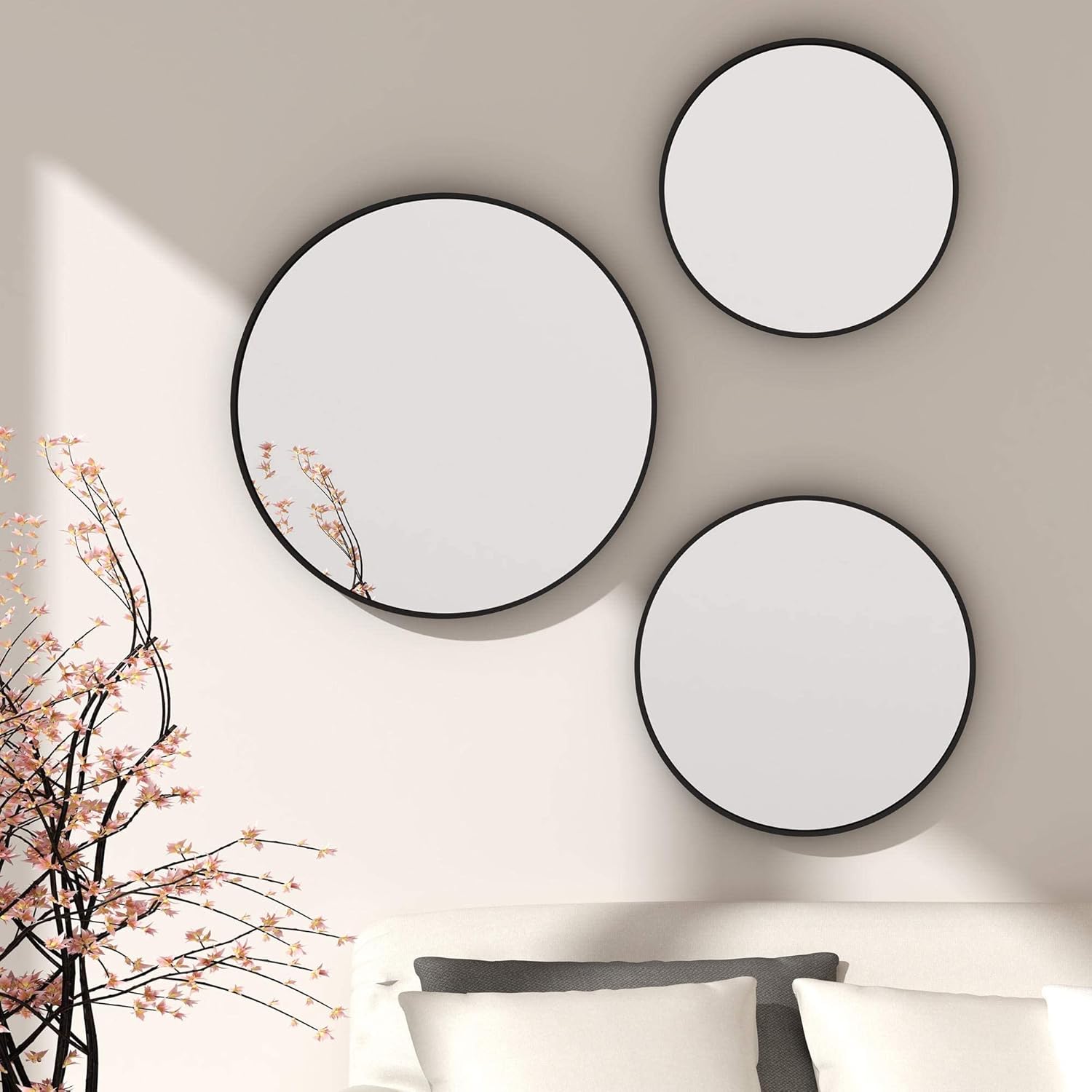 LYYYXGYP Black Round Wall Mirror for Bathroom 24x24 Inches Stainless Steel Metal Frame Mirror for Wall Hanging Wall Mounted Mirror - Image 7