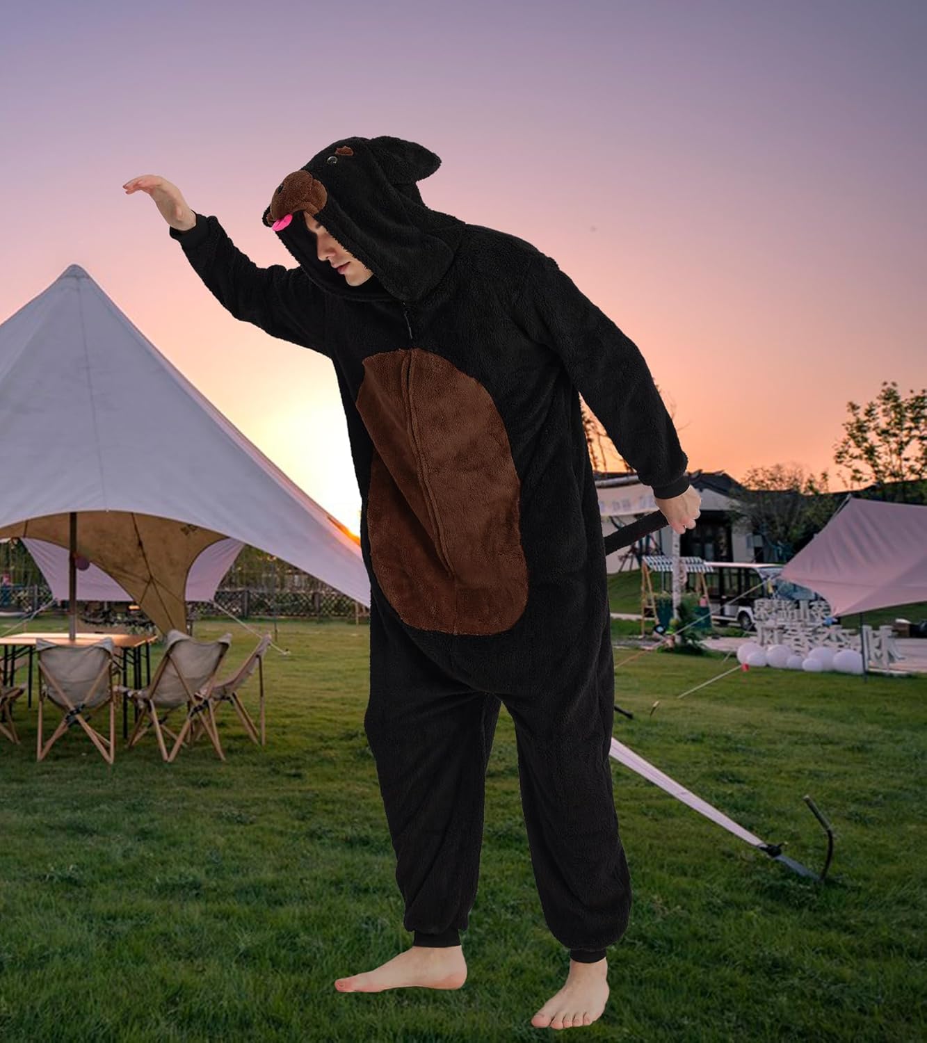 Dodheah Dog Cosplay Costume for Adults Rottweiler Outfit Animal Pajamas Unisex Halloween Jumpsuit Novelty One-Piece - Image 5