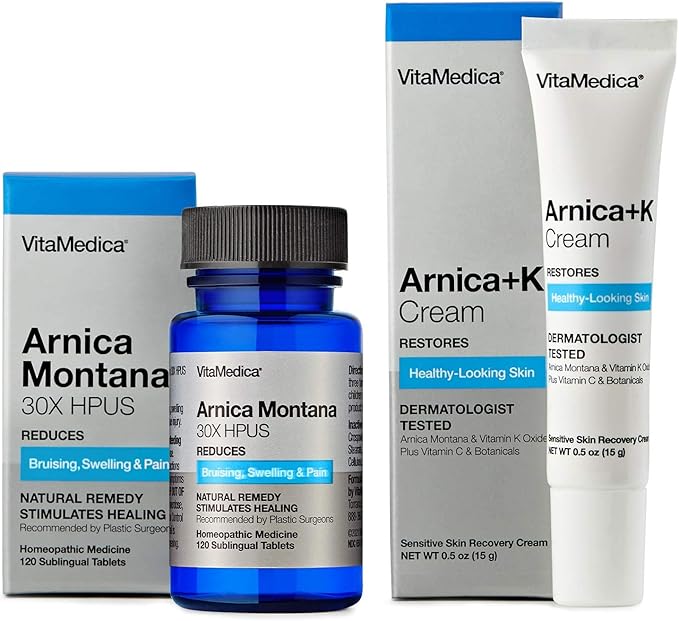 VitaMedica Arnica Montana 30X HPUS Tablets & Arnica Cream with Vitamin K for