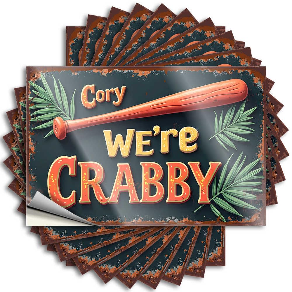 Vintage Baseball Sign: Cory's Crabby Team Spirit Decals Must | Crazy Helmet Removable Decal Pack(12X18CM)